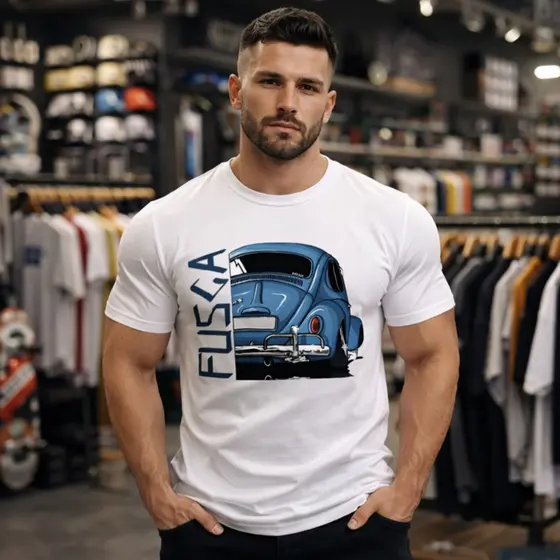 Camiseta Masculina  100% Algodão camisa casual Fusca Vintage Clube do Fusca Caimento Perfeito Leve Confortável