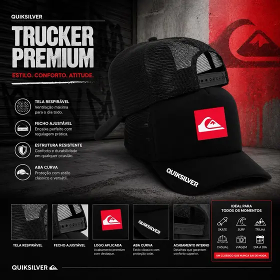 BONÉ TRUCKER MASCULINO ESTILOSO MARCA FAMOSA ABA CURVADA TELINHA RESPIRAVEL LANÇAMENTO ENVIO RÁPIDO