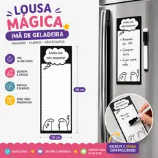 Imã de Geladeira Lousa Magnética Magica de Anotações + Caneta Quadro Branco com Apagador e Imã Papelaria