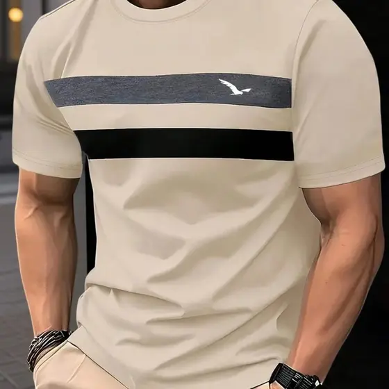 Camiseta Masculina algodão Casual de Manga Curta com Gola Redonda laçamento envio rapido