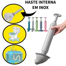 Desentupidor Manual de Forte Pressão para Pia/Vaso/Ralo/Cano Tipo Cônico e Redondo