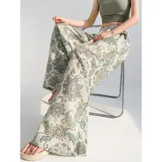Novo estilo chinês estilo chinês impresso calças de perna larga feminino verão estilo fino 2026 novo estilo cintura alta