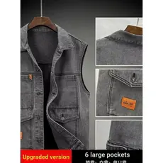 Homens Denim colete primavera outono colete sem mangas jaqueta Retro solto All-Match colete macacão jaqueta masculina co