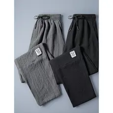 Calças de seda gelo masculinas verão fino calças esportivas casuais calças retas soltas calças compridas masculinas esti