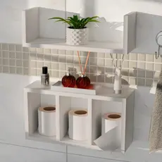 Kit 2 Nicho Para Banheiro Conjunto Prateleira 100% MDF