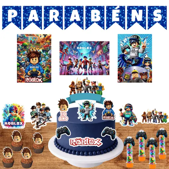 Kit Festa do Roblox Personalizado com Nome e Idade