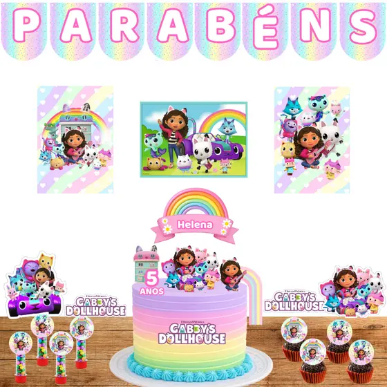 Kit Festa A Casa Mágica da Gaby Topo de Bolo Personalizado
