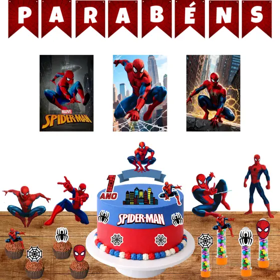 Kit Festa do Homem Aranha personalizado com Nome e Idade