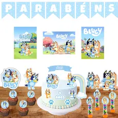 Kit Festa do Bluey e Bingoo Topper Personalizado Menino e Menina