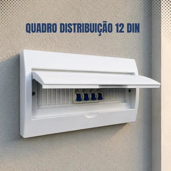 Quadro De Distribuição 12 Disjuntores Din Caixa De Disjuntores Com Tampa Branca Para Embutir 12 Polos material elétrico
