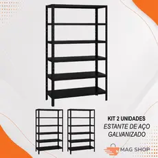 Kit 2 Unidades Estante Prateleira Industrial Armario em Aço 6 Bandejas 198x90 Suporta até 150kg