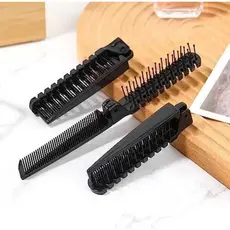 Escova Pente Dobrável Preto | Compacta Portátil | Cabelo e Barba