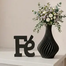 Kit Decorativo em 3D Fé + Vaso de Flores Casa e Decoração Sala e Escritório Impressão 3D