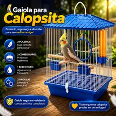 Gaiola Calopsita + Acessórios Canário Periquito Aves Com Acessórios Completa Transporte Pequena Mansa Australiano Ninho