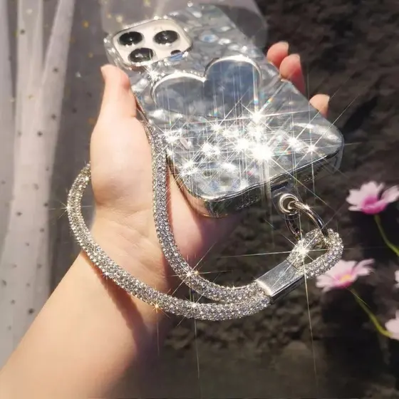 Cordão Carnaval Strass Glitter Corrente Pulso Smartphone Universal Brilhante Anti Furto Anti Perda