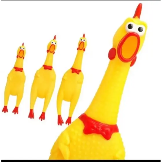 Frango Galinha Brinquedo Interativo para Cachorro Pet Mordedor Plástico com Apito Som Barulho