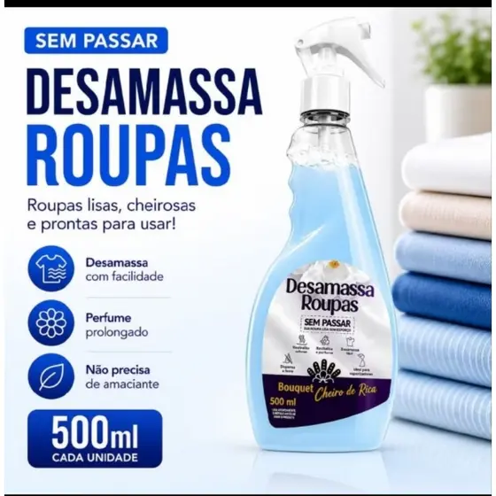Desamassa Fácil Provita 500ml Passa Roupa S/ Ferro Tira Amassado Odor Perfume Bouquet Cheiro de Rica