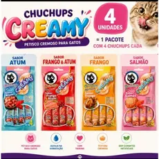 ChuChups Petisco Gatos Pate Cream Pacote com 4 Tubos de 15g Sabores: Salmão, Frango,Atum E Frango com AtumOriginal