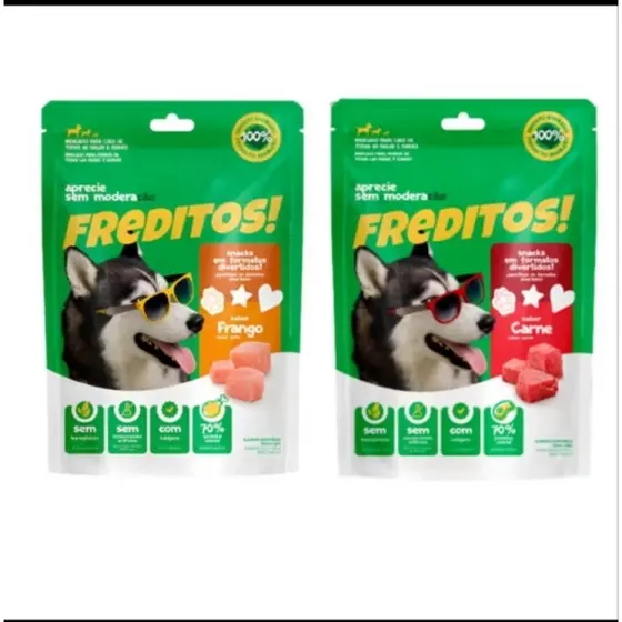 KIT 4 UNIDADES - Petisco Para Cães Freditos 2 FRANGO 500g 2 CARNE 500G