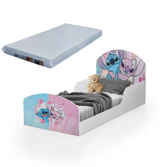Cama Adesivada Infantil 100%Mdf Personagens Com Colchão Incluso -Stitch