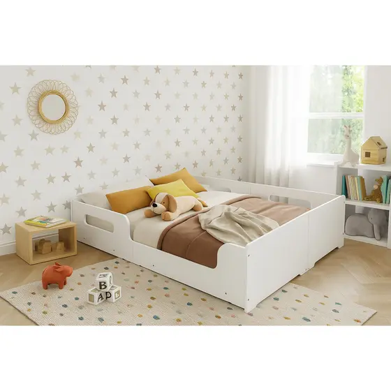 Cama Montessoriana Infantil Casal Princesa Moderna 100% Mdf - Branco