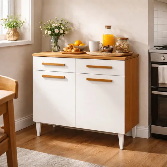 Balcão Multiuso Cozinha Moderno com Gavetas e 2 Portas