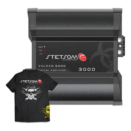 Módulo Stetsom Vulcan 3000w Rms 1 Ohm 1 Canal + Camiseta