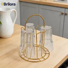 Porta Copos Para 6 Copos Cozinha Mesa Cor Dourado