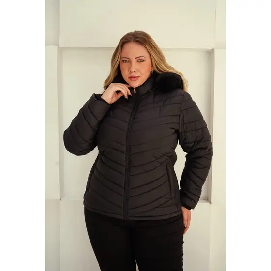 Jaqueta Bobojaco Feminino Plus Size | Forrada Pelúciada | Capuz Removível