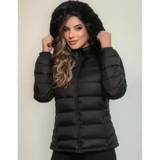 Jaqueta Puffer Feminina Peluciada cor Prero | Bobojaco casaco de frio