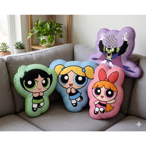 Almofada Meninas Superpoderosas 48cm | Lindinha, Florzinha, Docinho e Macaco Louco | Unitária ou Kit