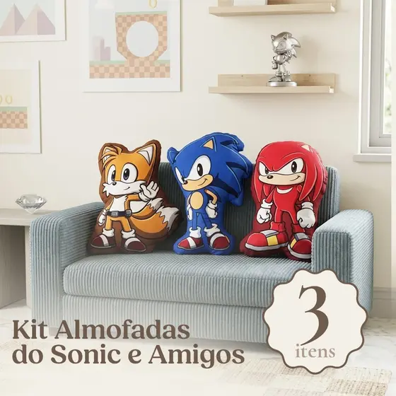 Almofadas Irregulares Infantis Sonic e Amigos