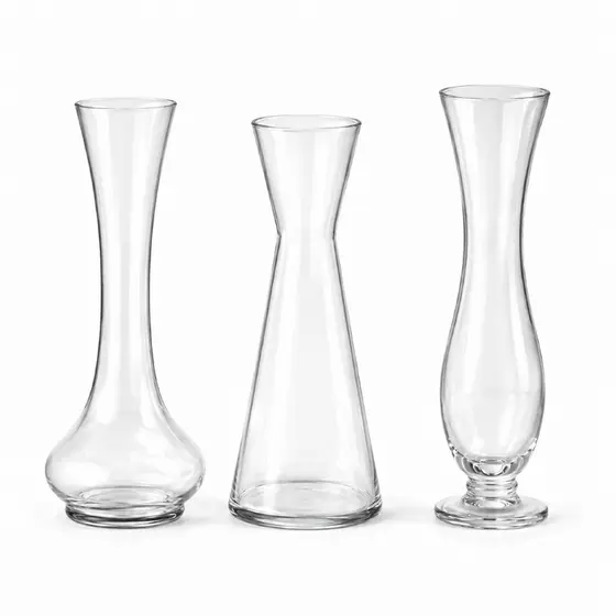 Kit 3 Vasos Decorativos de Vidro Slim Premium - Decoração Minimalista