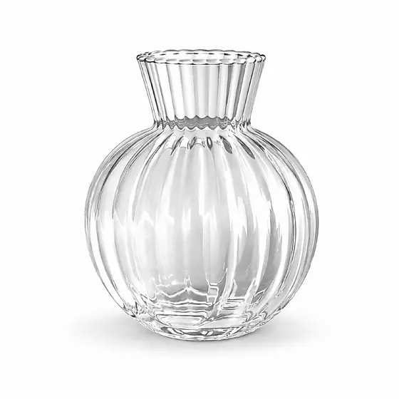 Vaso de Vidro Singapura  Canelado Elegante Versatil Delicado Decorativo Arranjo Porta Acessorio Decoração Presente