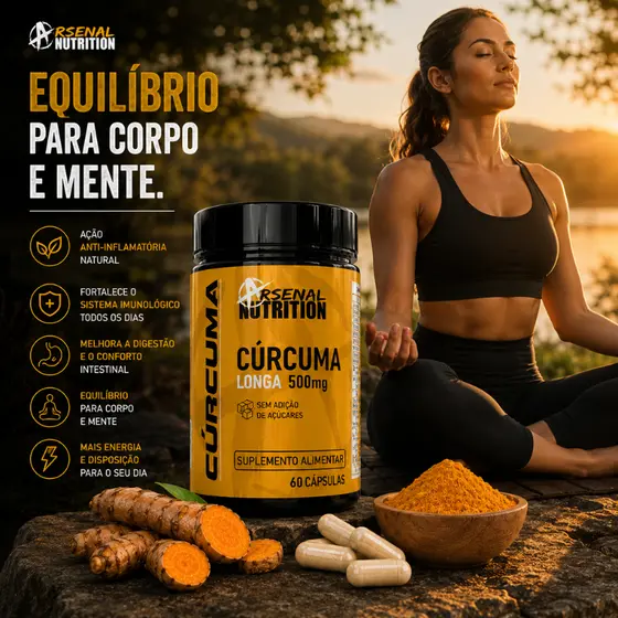 Cúrcuma Longa 500mg 60 Cápsulas Curcumina Concentrada Suplemento Natural