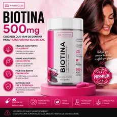 Biotina 500mg Muscle Cápsulas Fortalecimento Capilar 60 caps