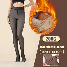 1/2/3/4 Pcs Meia-Calça Térmica Forrada Peluciada Translúcida De Lã Quente Feminina Para Inverno