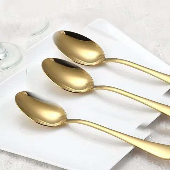 6 Pcs Colher Dourada Acabamento Luxuoso E Refinado
