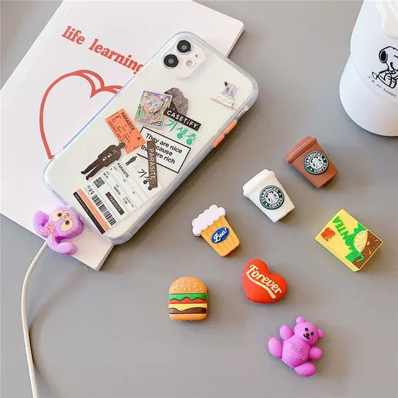 KIT 6 Protetor Cabo USB Carregador Personagem Iphone Android