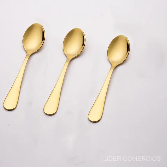 6/12/18 Pcs Pequena Colher Dourada,Adequado Restaurante, Festa, Viagem, Uso Ao Ar Livre.