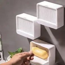 Kit 1/2 Branco/Cinzento/Cor Caque Saboneteira Suporte Parede Porta Sabonete Fixação com Adesivo