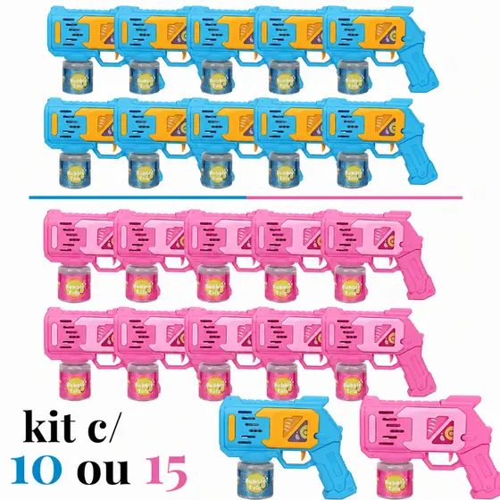 Kit c/10/15 Lança Bolhas de Sabão com Luz Brinquedo Infantil Arminha de Bolha Diversão Crianças festas e Casamento