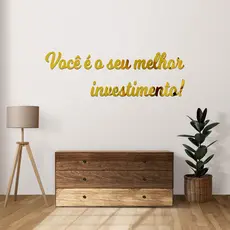 Espelho Decorativo Frase Motivacional Acrílico Dourado Rose  Preto Fácil instalação Fita Dupla Face