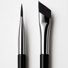 Kit 2 Pincéis Ultrafinos Chanfrados para Maquiagem – Delineador, Sobrancelhas, Sombra e Olhos