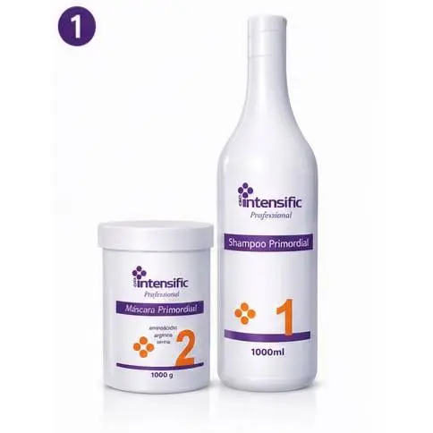 Kit Primordial Intensific Profissional Shampoo 1000ml Máscara 1kg Reconstrução Capilar Hidratação Nutrição Brilho Maciez
