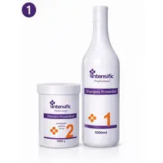 Kit Primordial Intensific Profissional Shampoo 1000ml Máscara 1kg Reconstrução Capilar Hidratação Nutrição Brilho Maciez