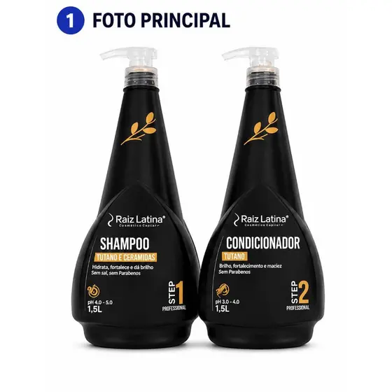 Raiz Latina Kit Shampoo e Condicionador Tutano Ceramidas 1,5L Hidratação Nutrição Capilar Anti Frizz Brilho Profissional