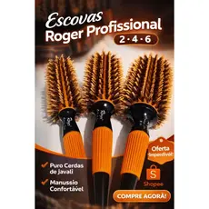 Escova Modeladora Profissional Roger 2,4 e 6