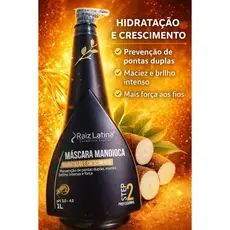 Máscara de Mandioca Raiz Latina 1L Profissional – Hidratação, Crescimento e Brilho Intenso