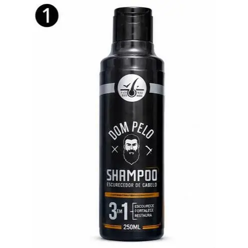 Dom Pelo Shampoo Escurecedor Masculino 3 em 1 250ml Para Cabelos Brancos Ação Rápida 5 Minutos Escurece Fortalece